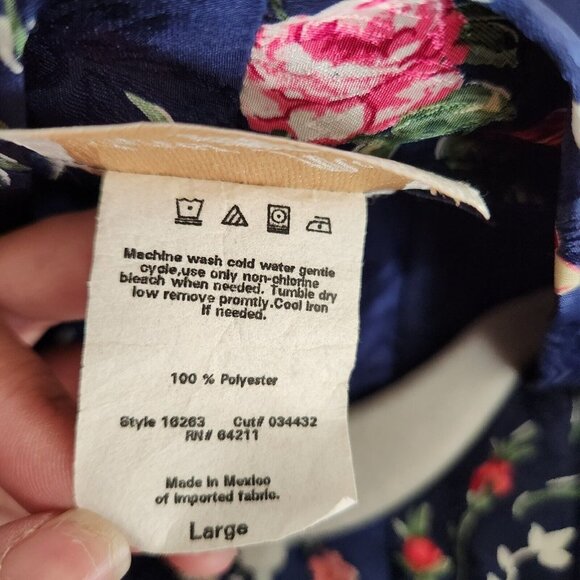 Inner Most Robe Dress Gown Satin Lace Women size Large Rose Cottgecore Navy Blue - Picture 7 of 12